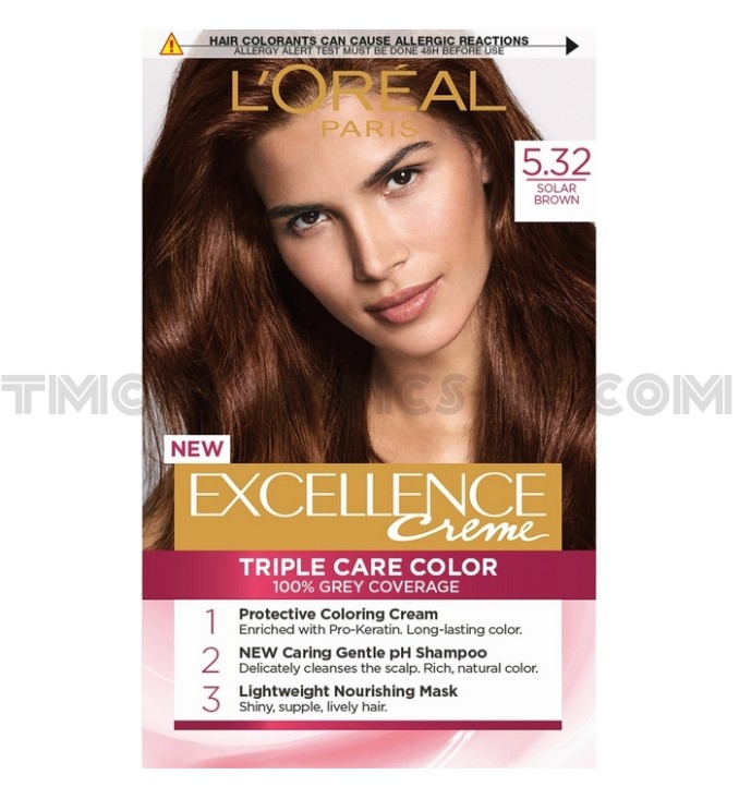 Loreal Paris Excellence трайна боя за коса 5.32/ Слънчево кафяв Loreal Paris Excellence трайна боя за коса 5.32/ Слънчево кафяв