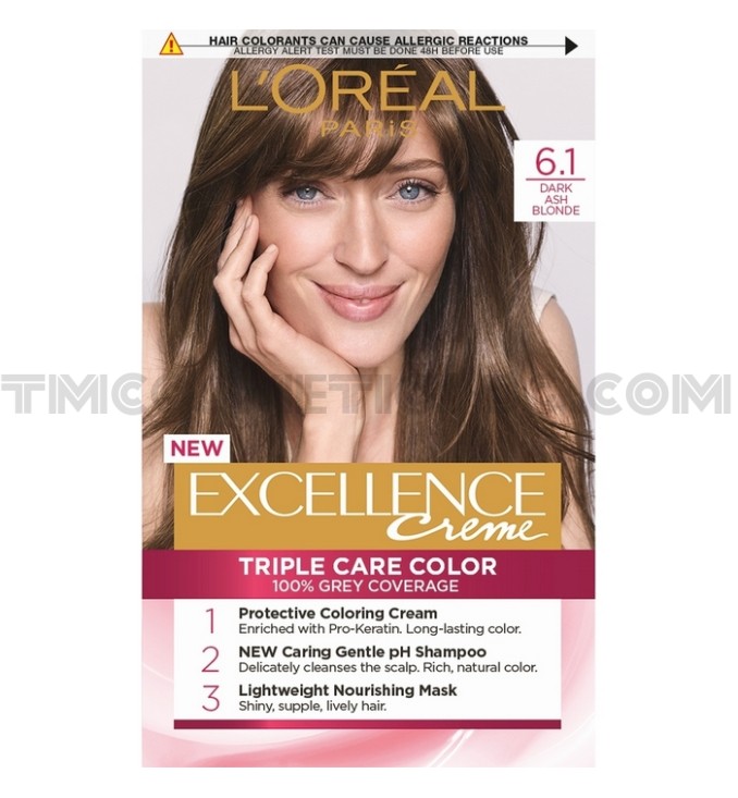 Loreal Paris Excellence трайна боя за коса 6.1/ Тъмно пепелно рус Loreal Paris Excellence трайна боя за коса 6.1/ Тъмно пепелно рус