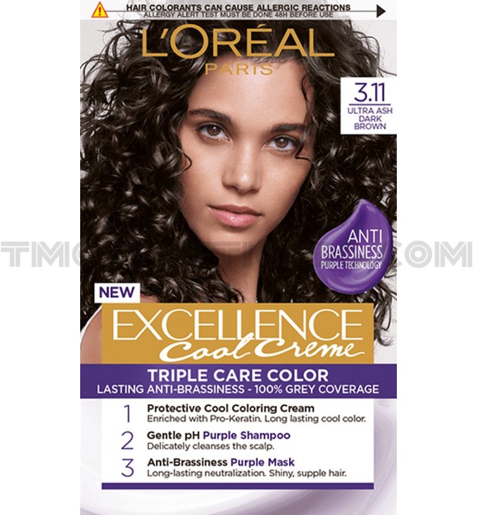 Loreal Paris Excellence трайна боя за коса 3.11/ Ултра пепелно тъмно кафяв