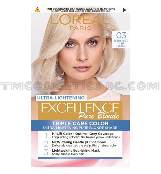 Loreal Paris Excellence изсветляваща боя за коса 03/ Ултра светло пепелно русо