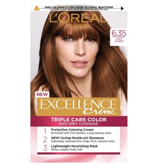 L'oreal Paris Excellence трайна боя за коса 6,35/ Светло кехлибарен L'oreal Paris Excellence трайна боя за коса 6,35/ Светло кехлибарен