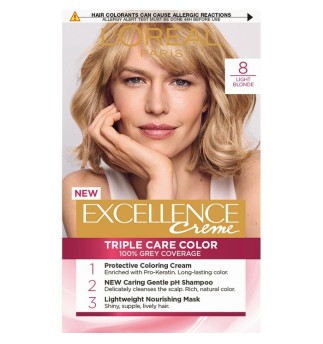 L'oreal Paris Excellence трайна боя за коса 8.0/ Светло рус L'oreal Paris Excellence трайна боя за коса 8.0/ Светло рус